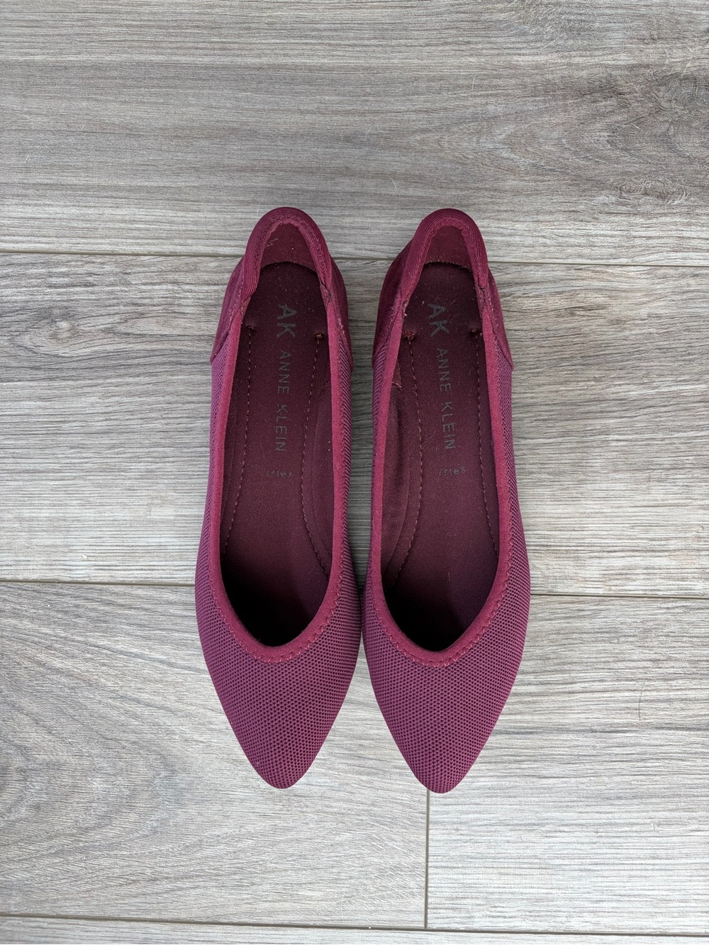 Anne Klein Red Pointed-Toe Ballet Flats